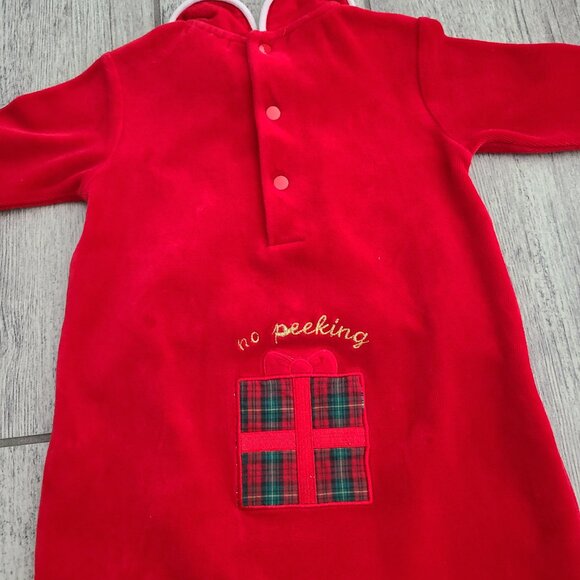 Carter’s Baby Red “My 1st Christmas” Reindeer Footed Velour One-Piece Size 6M - Picture 6 of 7